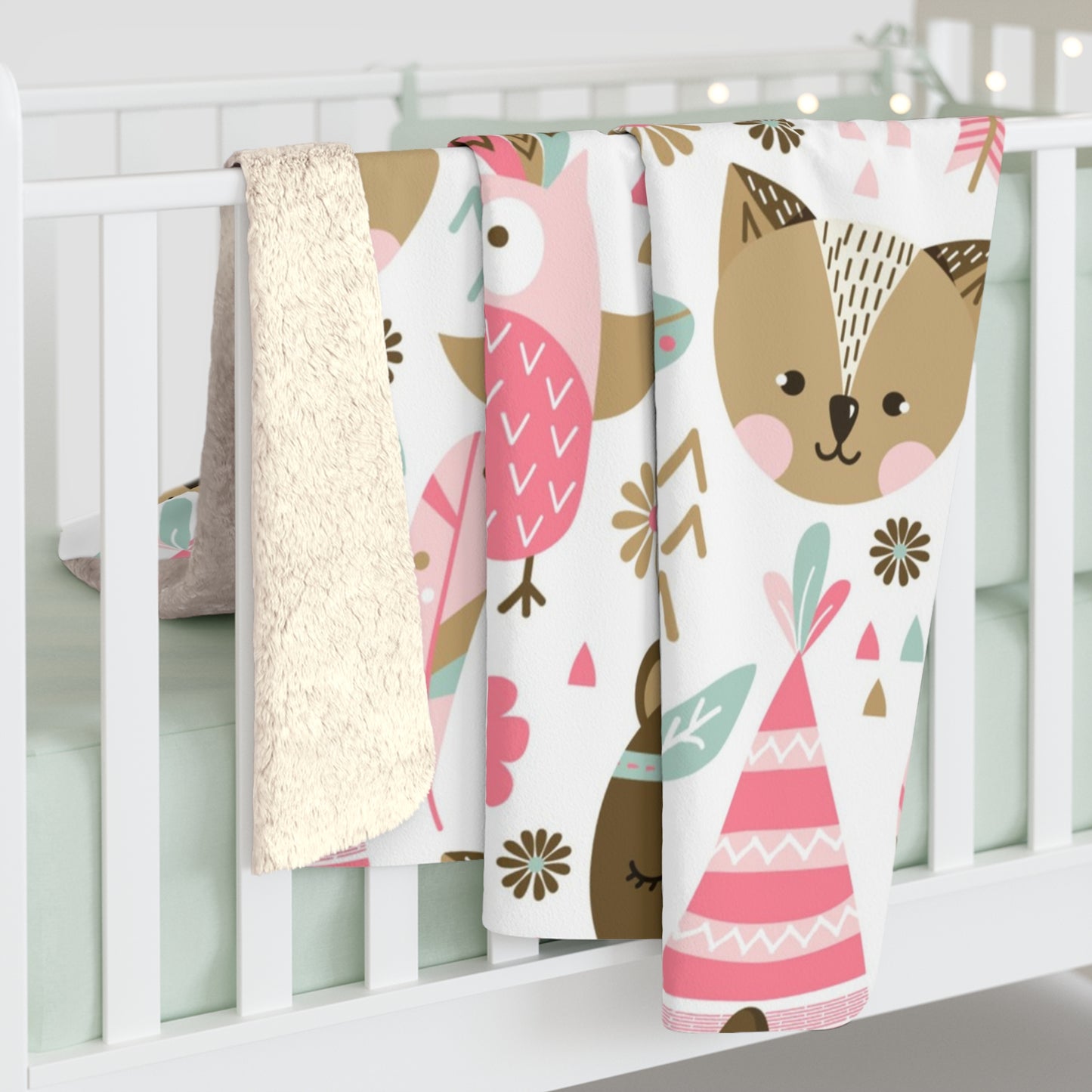 Kawaii Forest Animals Sherpa Fleece Blanket