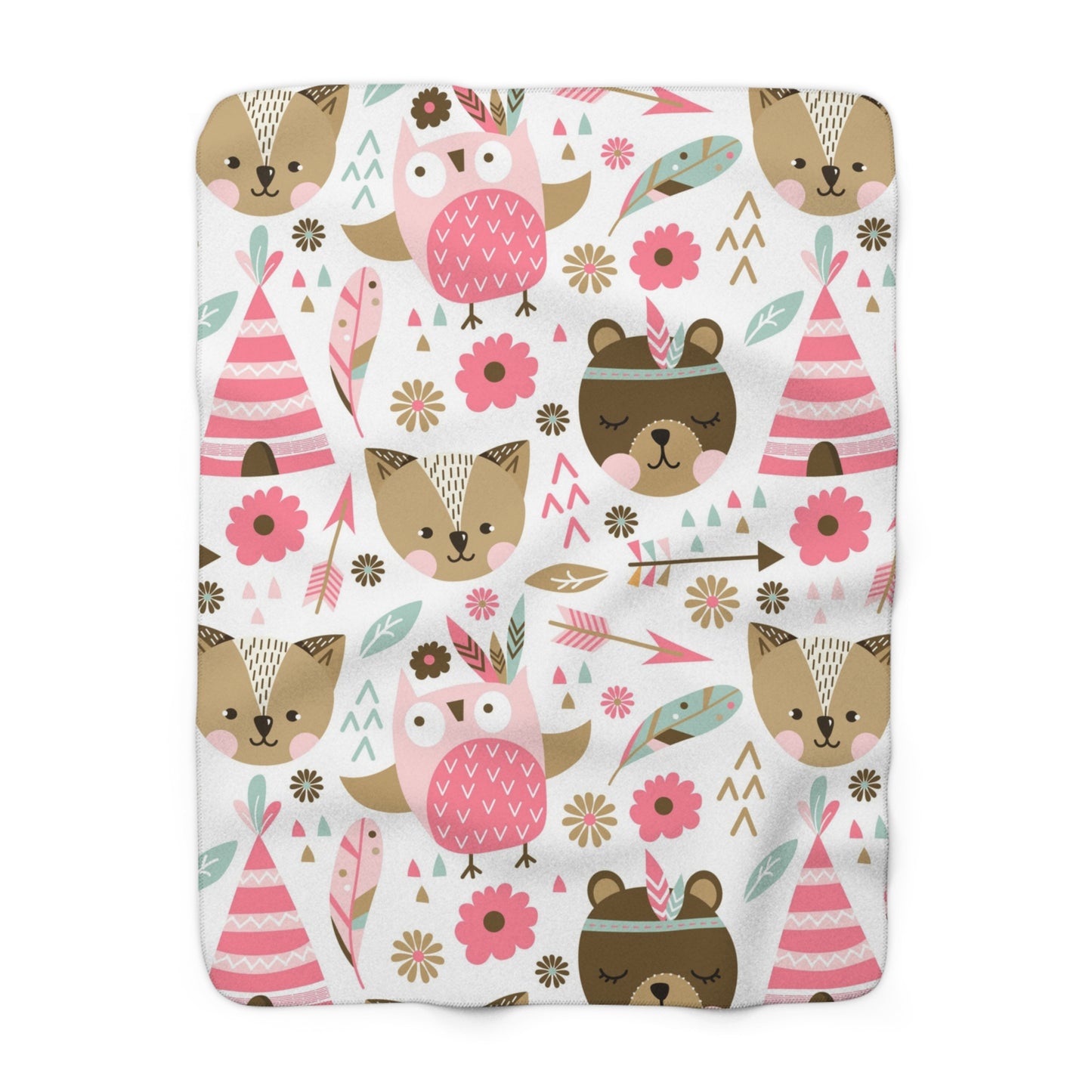 Kawaii Forest Animals Sherpa Fleece Blanket