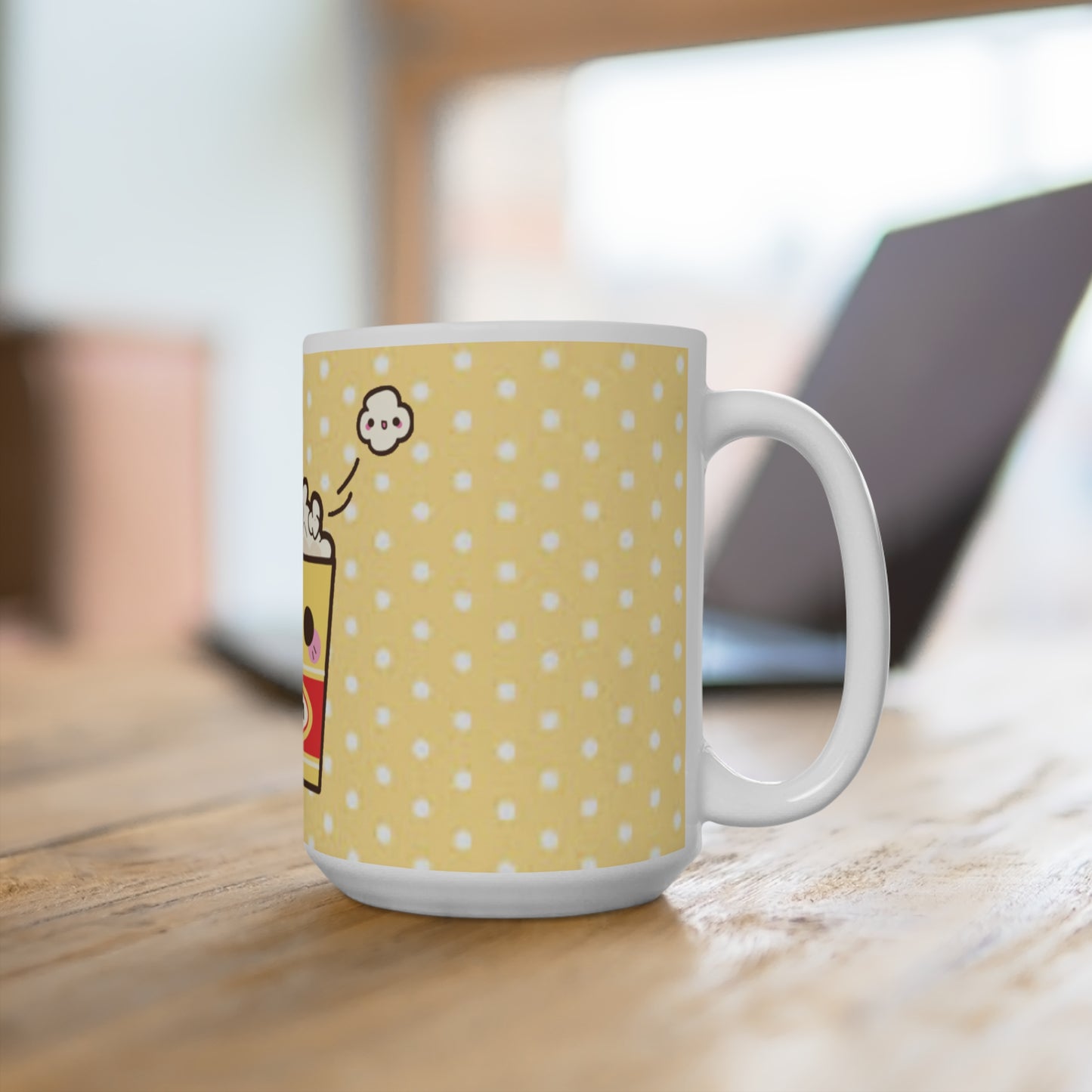 Kawaii Popcorn Mug, Fun Kitchen Accessory, Gift for Movie Lovers, Charming