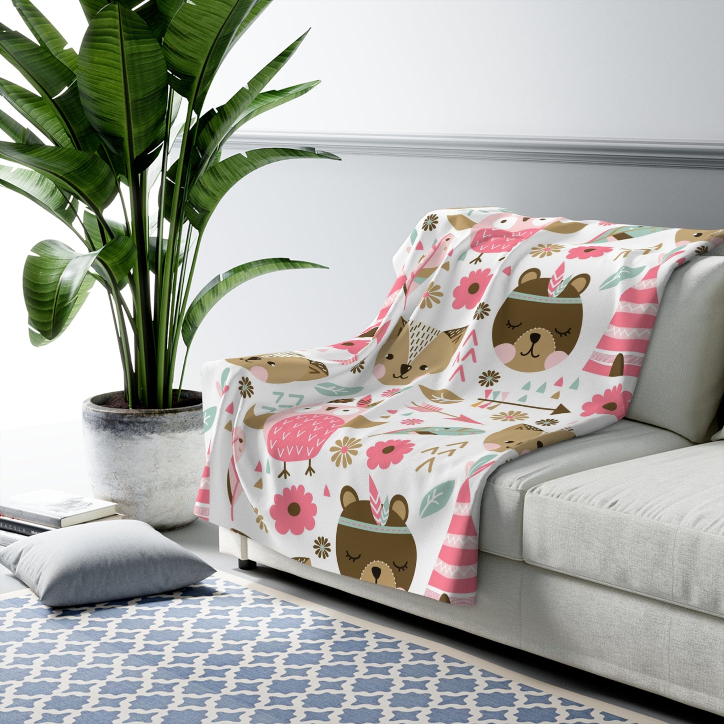 Kawaii Forest Animals Sherpa Fleece Blanket