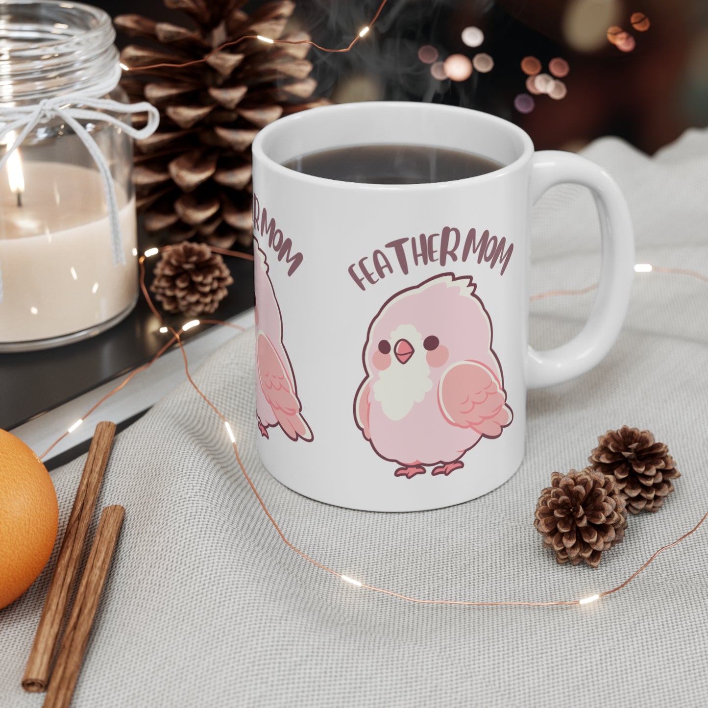 Cute Feather Mom Mug - Perfect Gift for Bird Lovers, Animal Lovers, Mother's Day