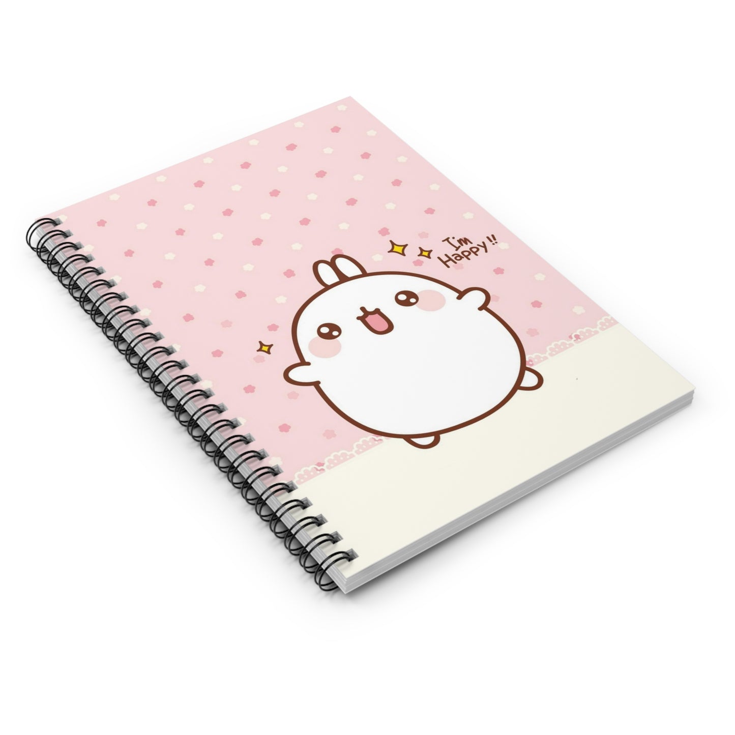 Cute Molang Spiral Notebook - "I'm Happy!" Design, Ideal for Journaling, Gift