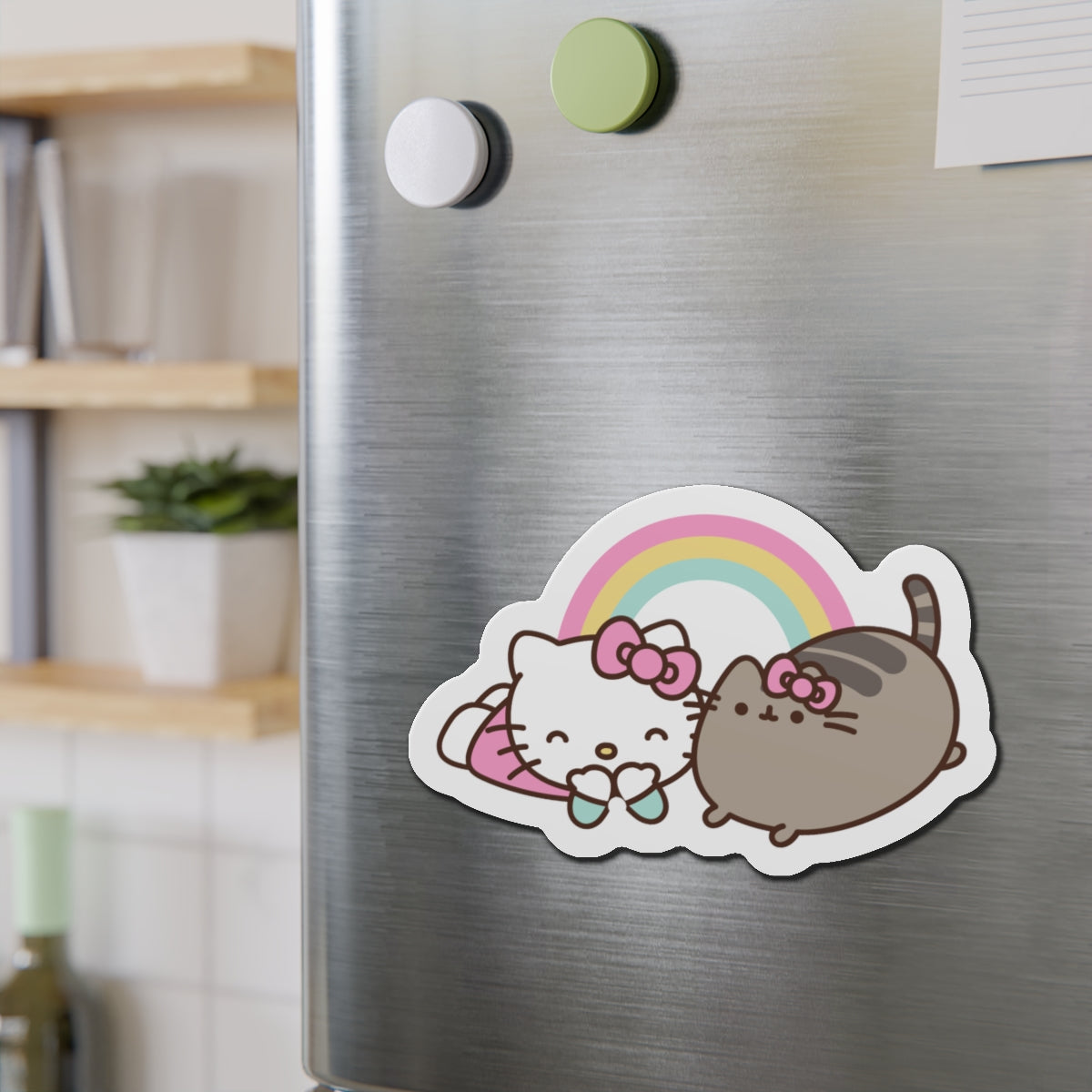 Cute Pusheen & Hello Kitty Die-Cut Magnets, Colorful Fridge Decor, Kawaii Gifts