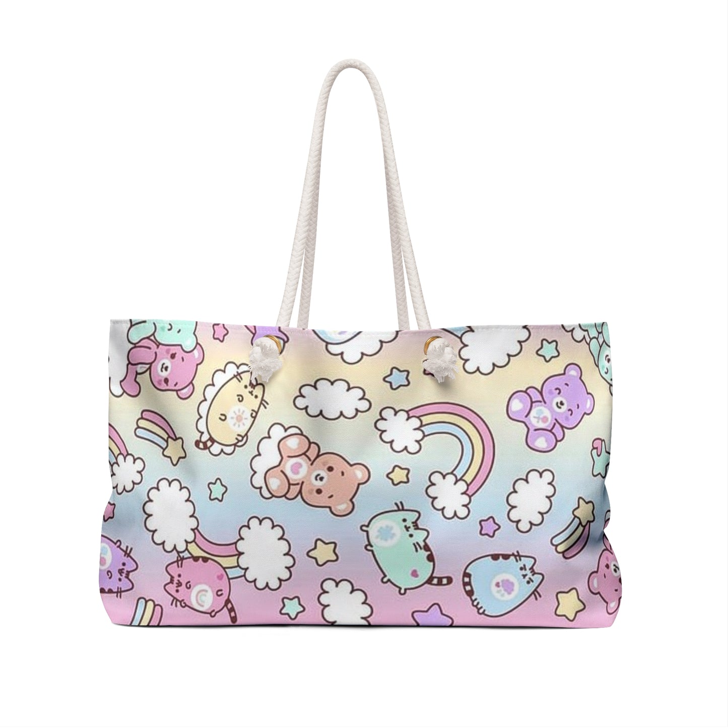 Kawaii Pastel Weekender Bag, Cute Travel Tote, Beach Bag, Gym Bag, Gift for