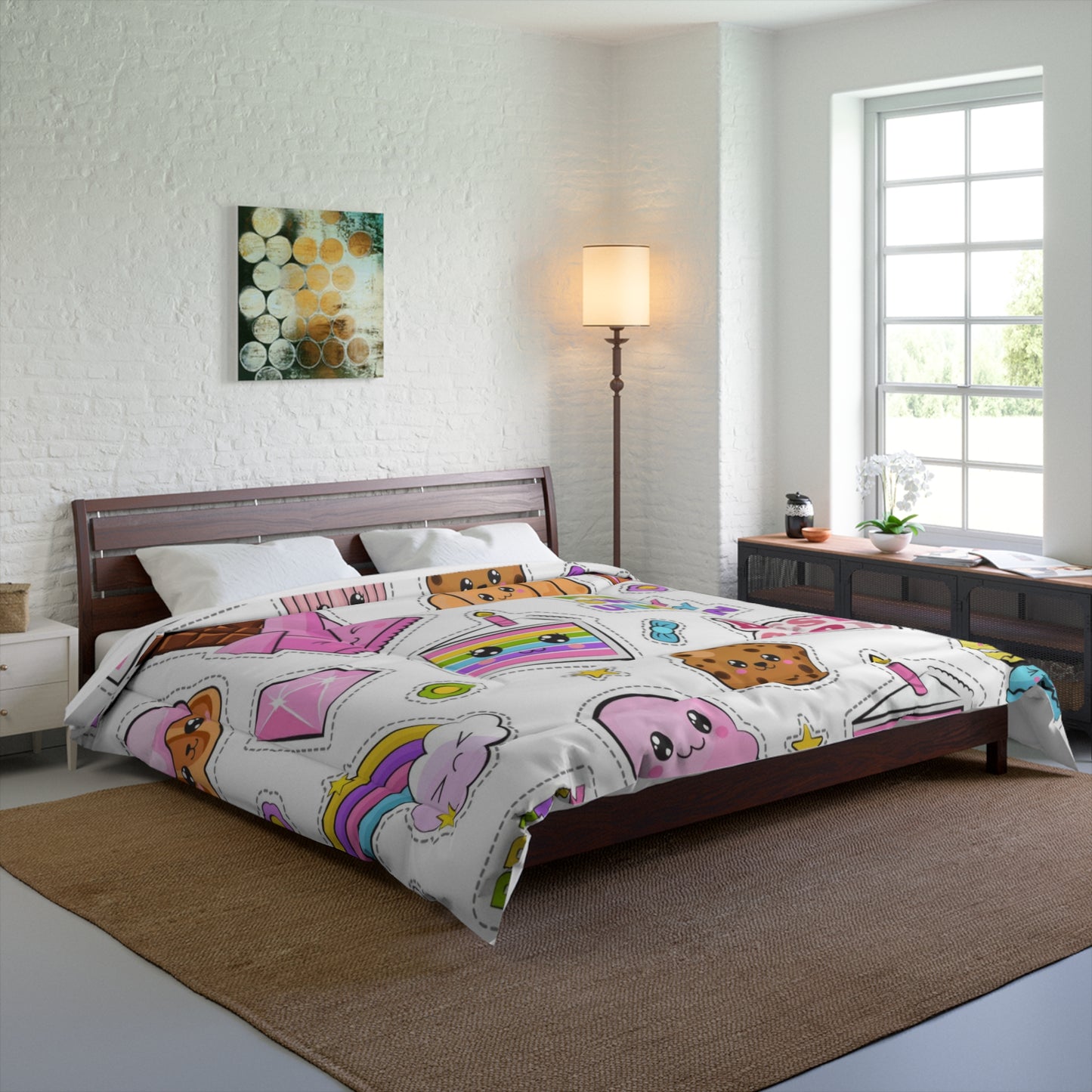 Kawaii Dessert Themed Comforter, Sweet Dreams Comforter, Cute Bedroom Decor