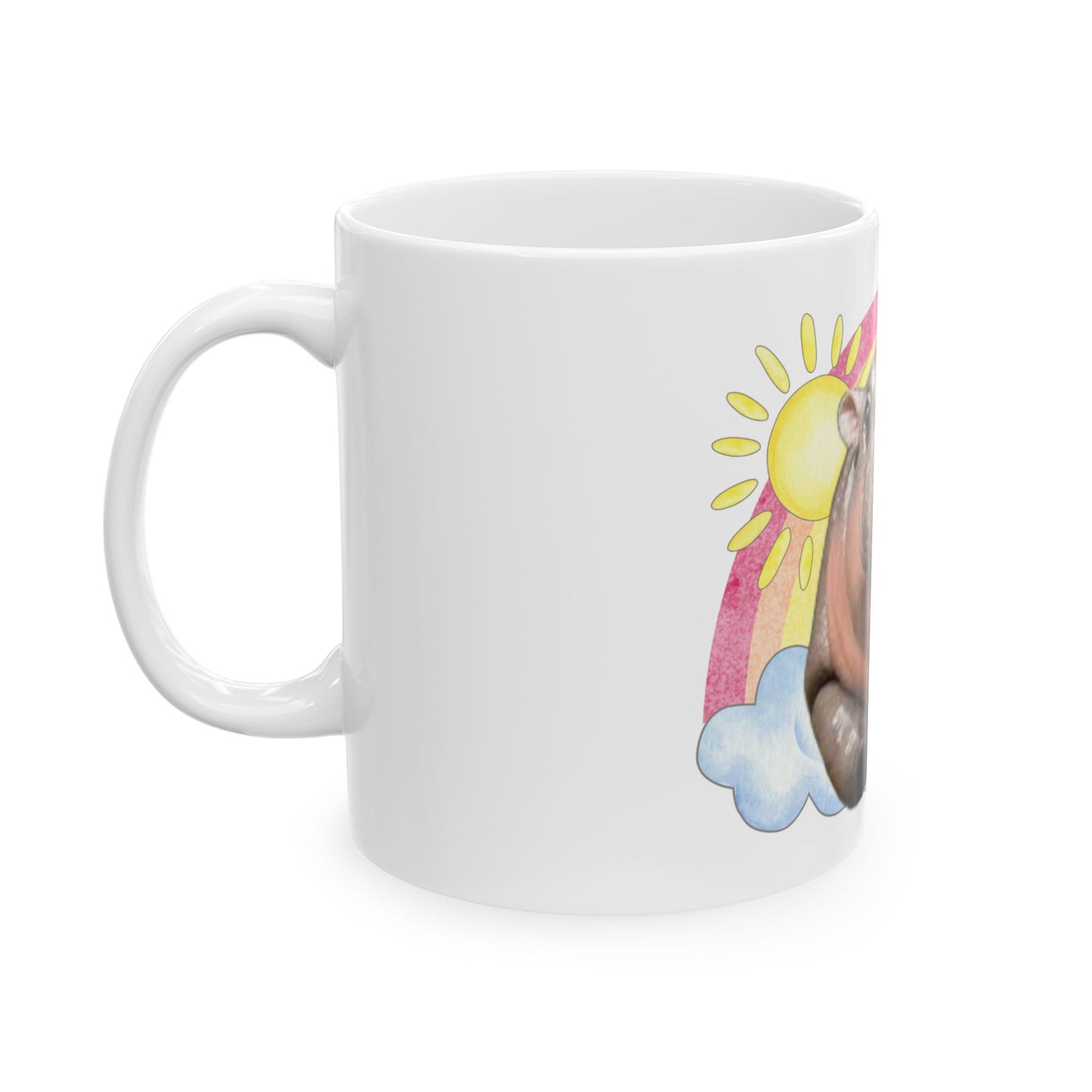Funny Moodeng Hippo Mug, Unique Gift, Animal Lover's Cup, Colorful, Cute