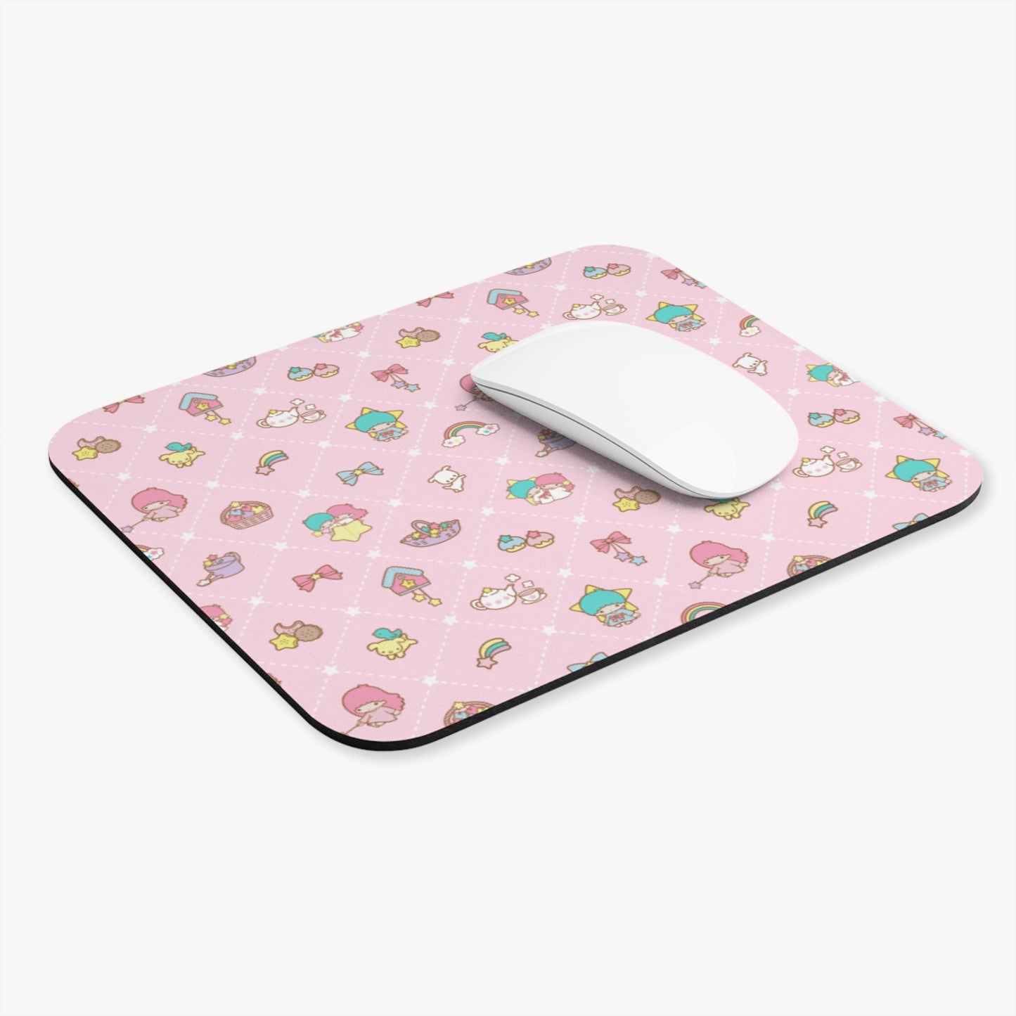 Cute Little Twin Star Pastel Mouse Pad, Kawaii Desk Decor, Adorable Gift