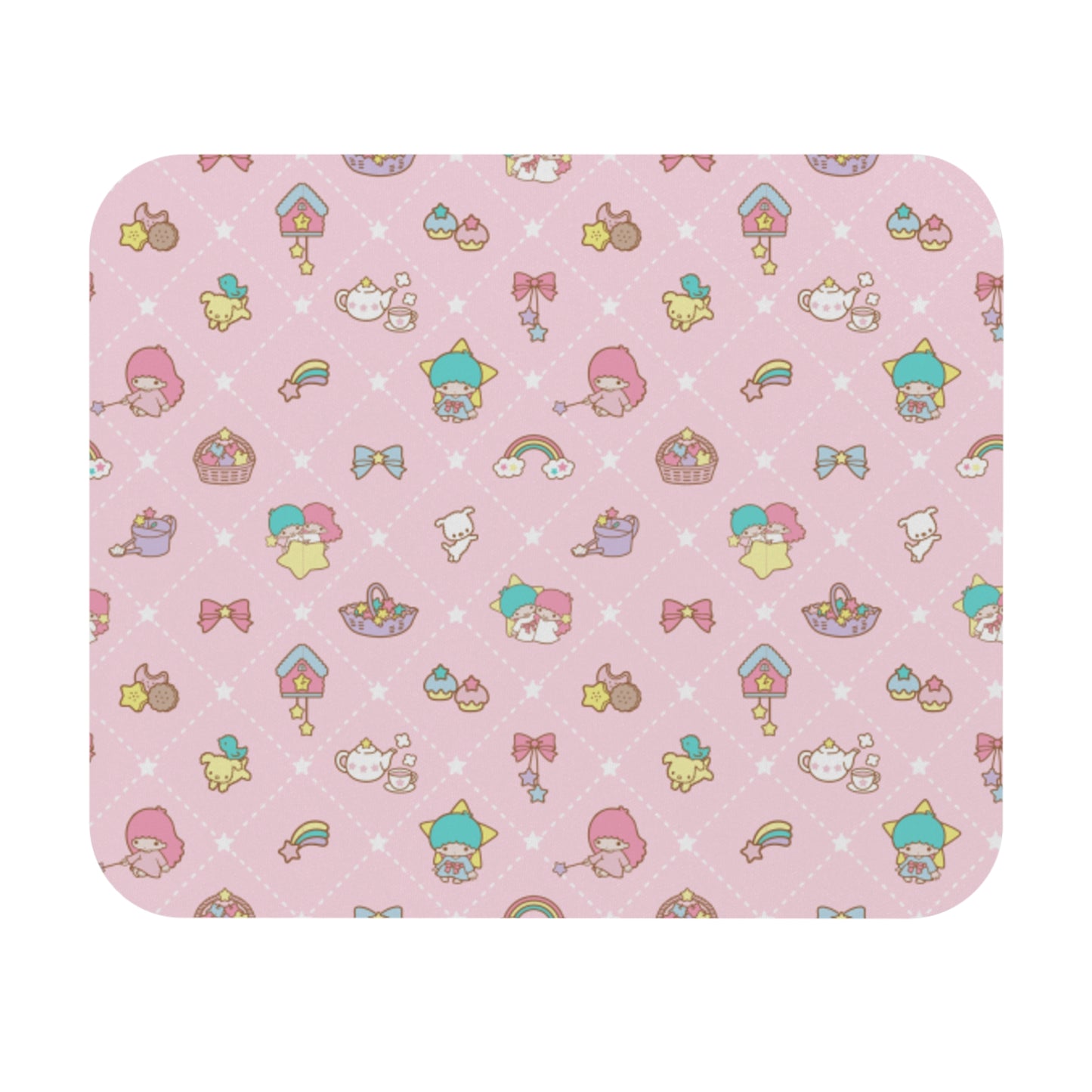 Cute Little Twin Star Pastel Mouse Pad, Kawaii Desk Decor, Adorable Gift