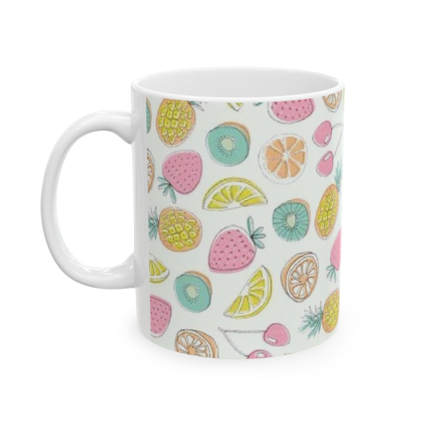 Pastel Fruit Pattern Ceramic Mug - Colorful Cup for Summer Vibes, Ideal Gift