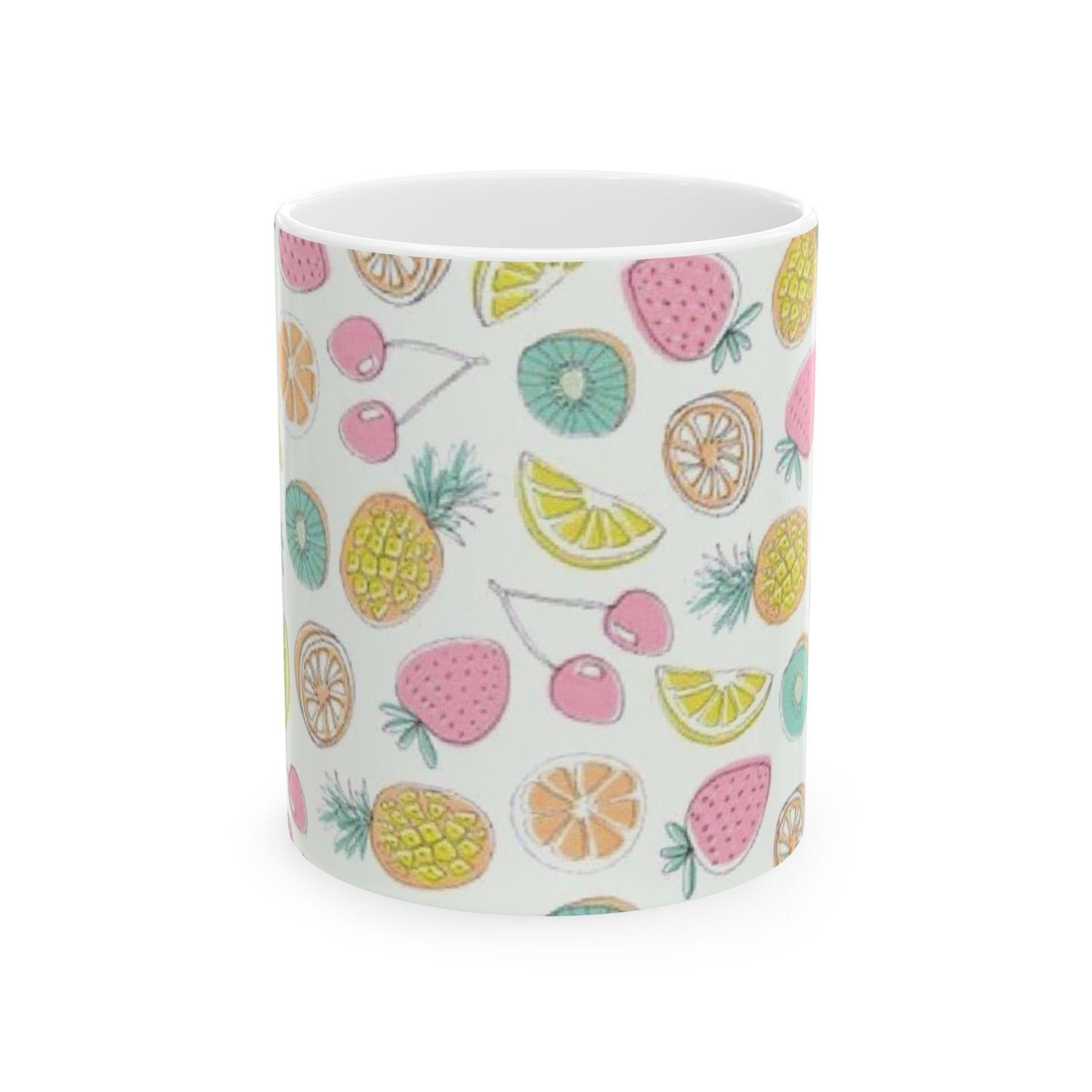 Pastel Fruit Pattern Ceramic Mug - Colorful Cup for Summer Vibes, Ideal Gift