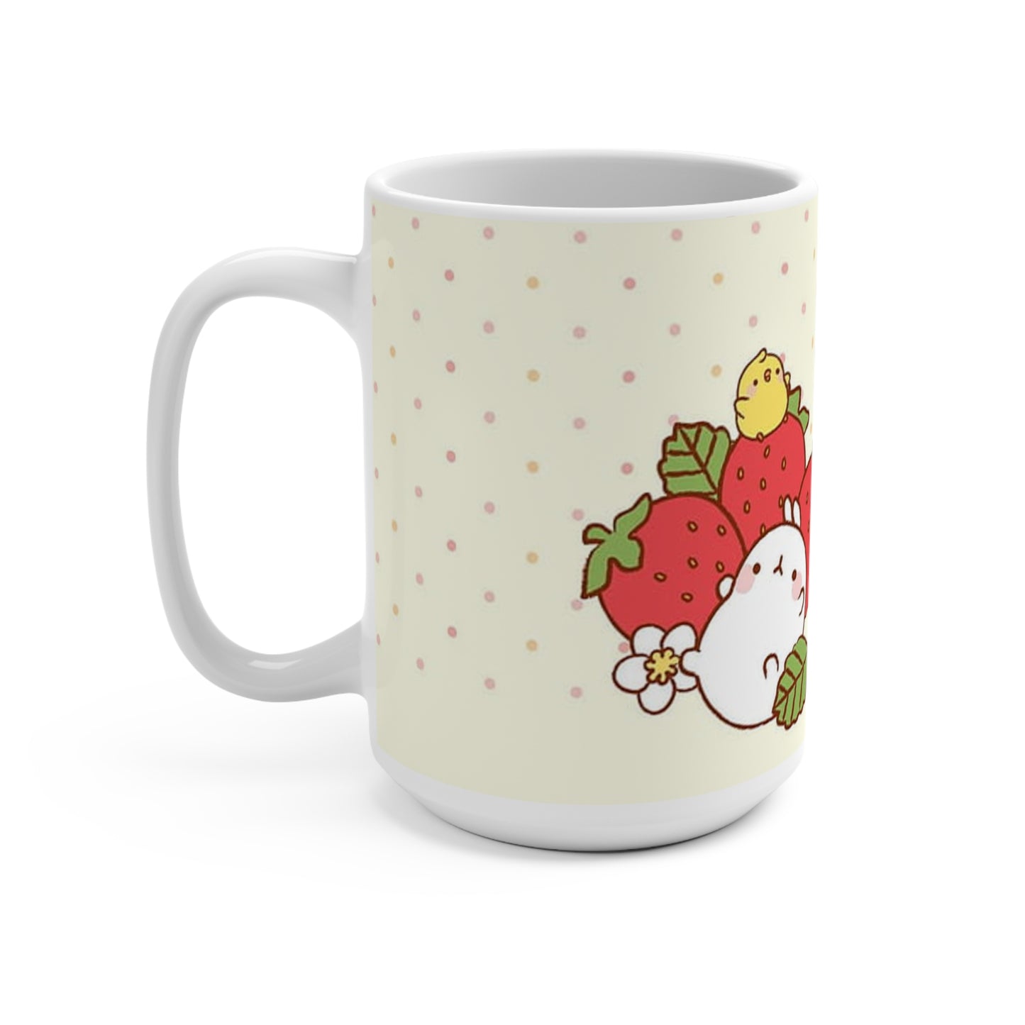 Cute Molang & PiuPiu Strawberry Mug 15oz, Kawaii Coffee Cup, Cute Kawaii Gift