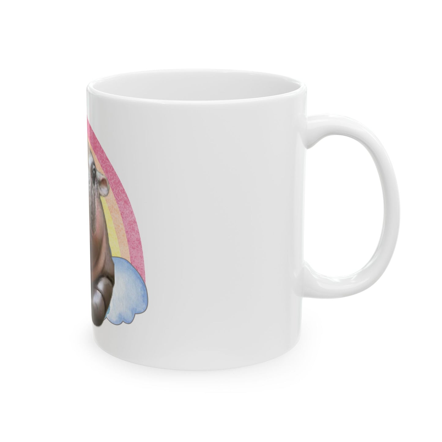 Funny Moodeng Hippo Mug, Unique Gift, Animal Lover's Cup, Colorful, Cute