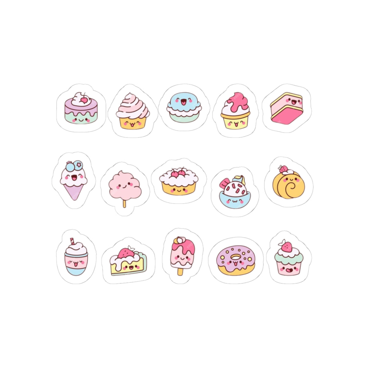 Kawaii Dessert Kiss-Cut Stickers, Sweet Treats for Scrapbooking, Party Favors