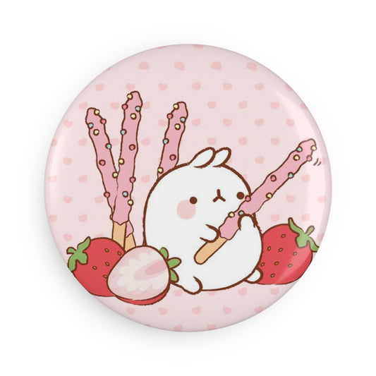 Cute Molang Bunny Strawberry Magnet, Kawaii Decor, Fridge Magnet, Gift for Kids