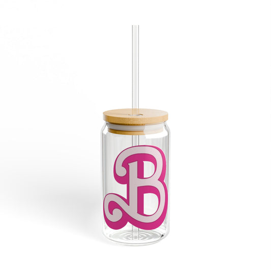 Barbie 16oz Sipper Glass with Straw, Fun Gift, Custom Monogram Drinkware,