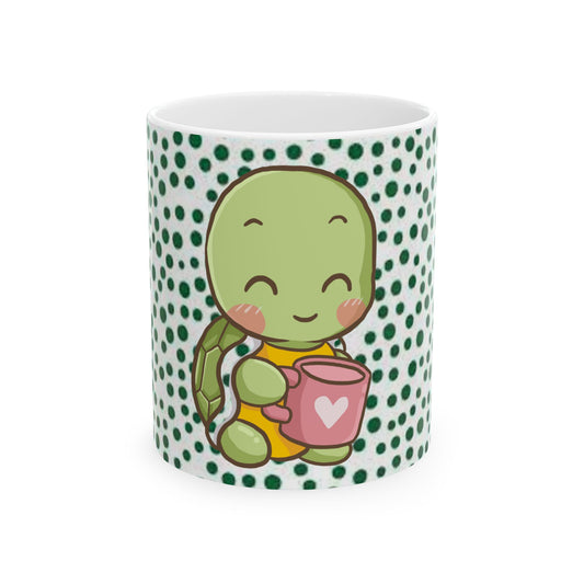 Kawaii Turtle Loves Coffee Ceramic Mug – Perfect Gift for Sea Life Lovers