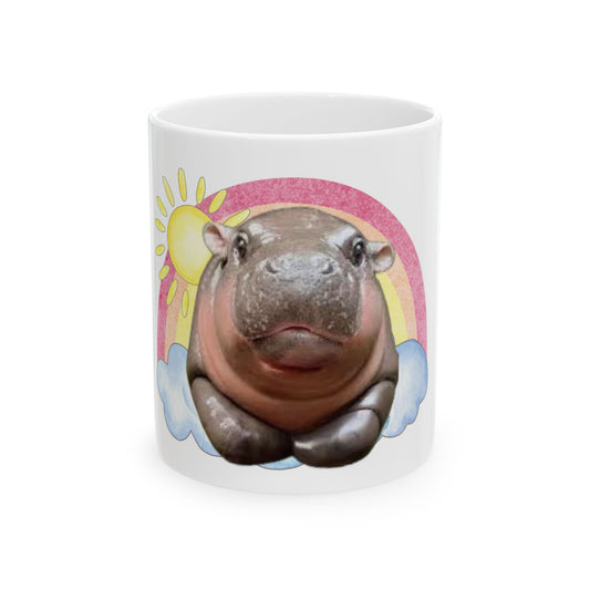 Funny Moodeng Hippo Mug, Unique Gift, Animal Lover's Cup, Colorful, Cute