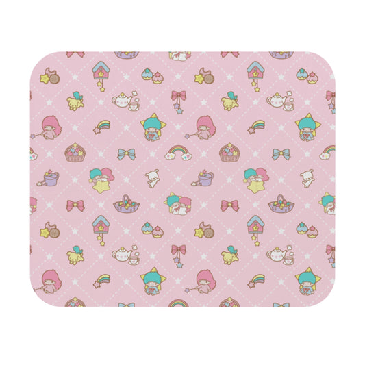 Cute Little Twin Star Pastel Mouse Pad, Kawaii Desk Decor, Adorable Gift