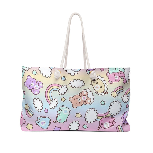 Kawaii Pastel Weekender Bag, Cute Travel Tote, Beach Bag, Gym Bag, Gift for