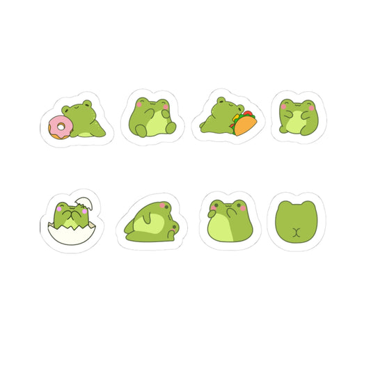 Cute Frog Kiss-Cut Stickers Set, Perfect for Planners, Laptops, and Gifts