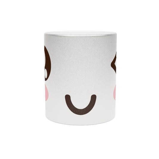 Cute Metallic Mug with Cheerful Design, Sparkle Mug, Gift for Coffee Lovers, Fun